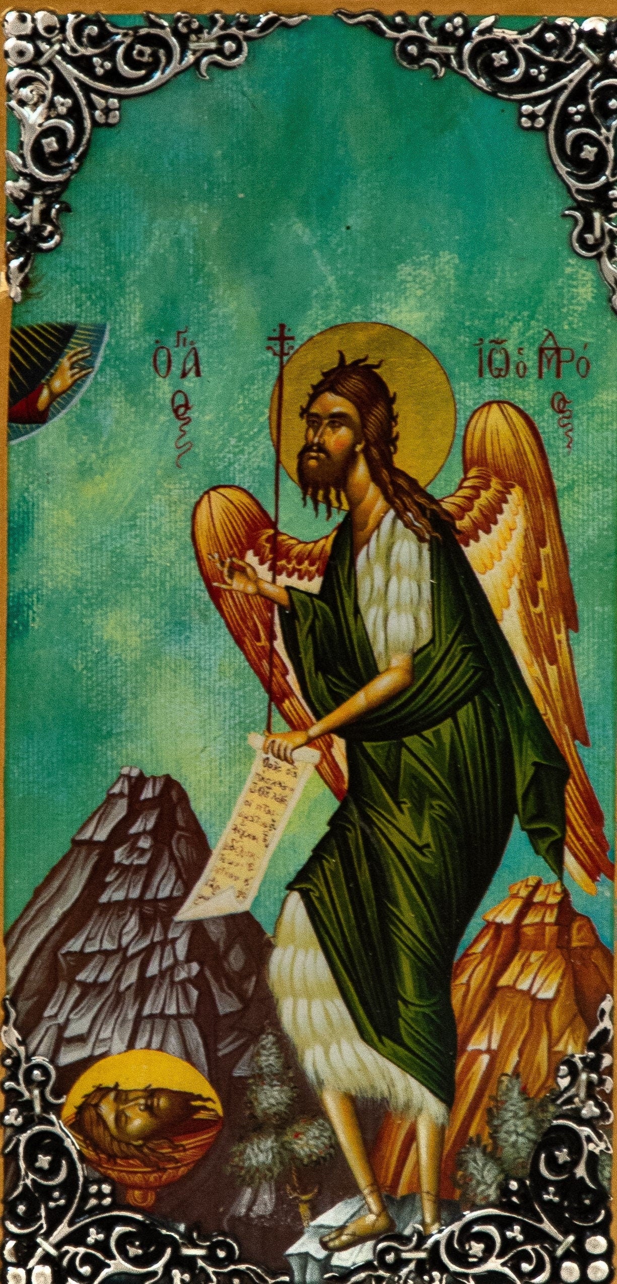 Saint John icon the Forerunner, Handmade Greek Orthodox icon of Saint John Baptist, Byzantine art wall hanging wood plaque, religious decor TheHolyArt
