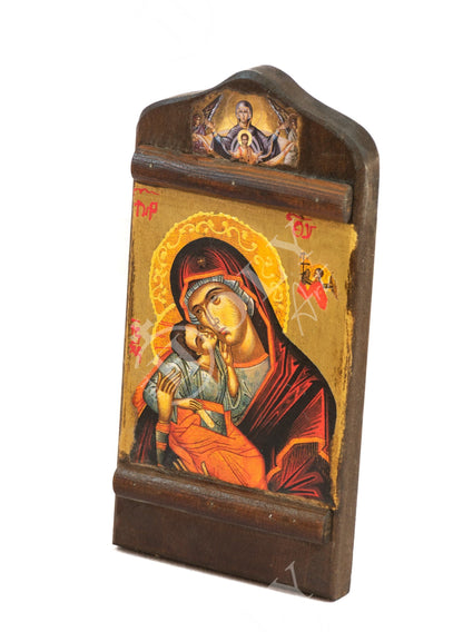 Virgin Mary icon Panagia Glykophilousa, Handmade Greek Orthodox icon gold leaf Mother of God, Theotokos Byzantine art wall hanging 38x26cm - TheHolyArt