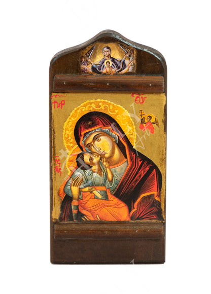 Virgin Mary icon Panagia Glykophilousa, Handmade Greek Orthodox icon gold leaf Mother of God, Theotokos Byzantine art wall hanging 38x26cm - TheHolyArt