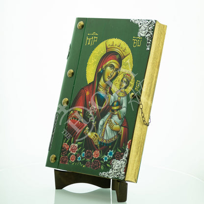Virgin Mary icon Panagia, Handmade Greek Orthodox Icon of Theotokos, Mother of God Byzantine art wall hanging wood plaque, decor 38x25cm - TheHolyArt