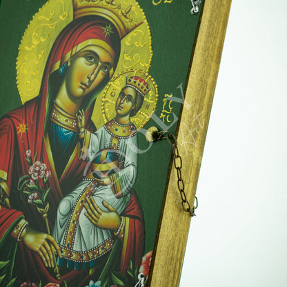 Virgin Mary icon Panagia, Handmade Greek Orthodox Icon of Theotokos, Mother of God Byzantine art wall hanging wood plaque, decor 38x25cm - TheHolyArt
