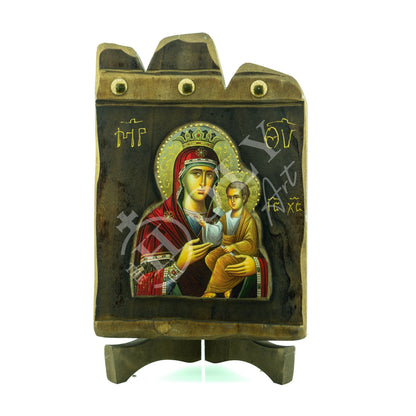 Virgin Mary icon Panagia Glykophilousa, Handmade Greek Orthodox Icon, Mother of God Byzantine art, Theotokos wall hanging wood plaque - TheHolyArt