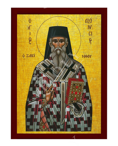 Saint Dionysius icon, Handmade Greek Orthodox icon of St Dionysios of Zakynthos, Byzantine art wall hanging icon plaque, religious gift - TheHolyArt