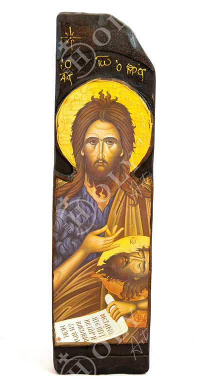 Saint John icon, Handmade Greek Orthodox icon of Saint John Baptist, Byzantine art wall hanging on wood plaque, religious home decor - TheHolyArt