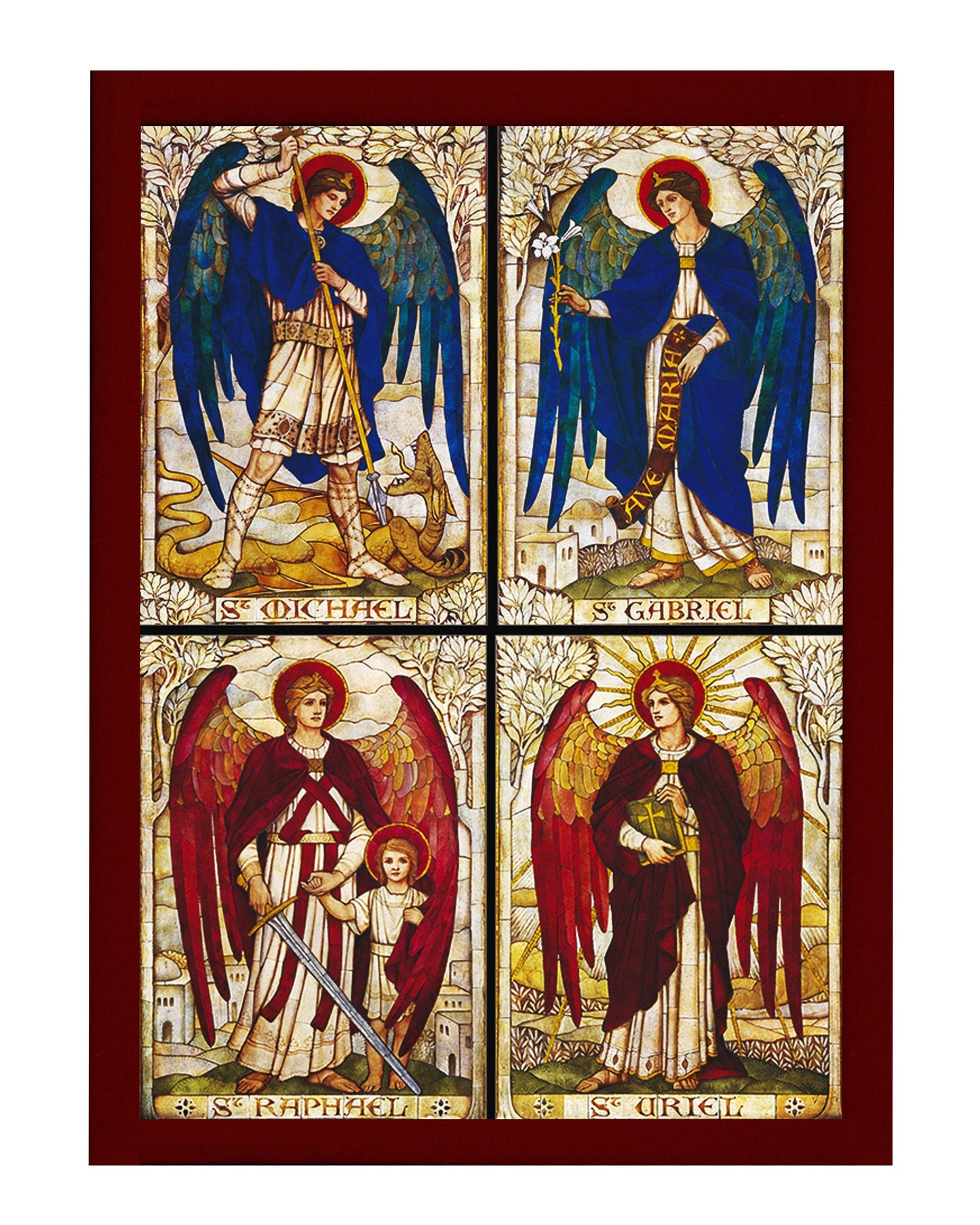 The Four Archangels icon, Handmade Greek wood plaque icon of Archangel Michael Archangel Gabriel Archangel Raphael Archangel Uriel TheHolyArt