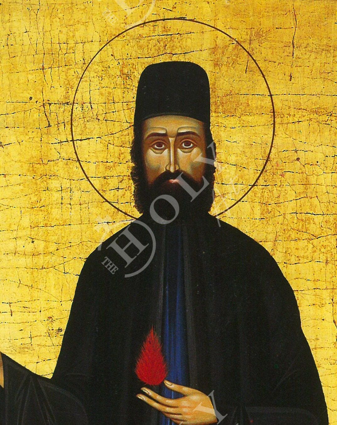 Saint Ephraim icon, Handmade Greek Orthodox icon of St Ephraim of Mount Amomon, Byzantine art wall hanging, religious gift TheHolyArt