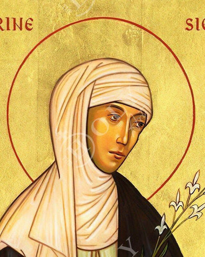 Saint Catherine of Siena icon, Handmade Greek Catholic Orthodox icon of St Catherine, Byzantine art wall hanging wood plaque religious gift - TheHolyArt