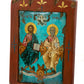 The Holy Trinity icon, Handmade Greek Orthodox icon, Byzantine art wall hanging on canvas wood plaque 36x15cm, wedding gift religious decor TheHolyArt