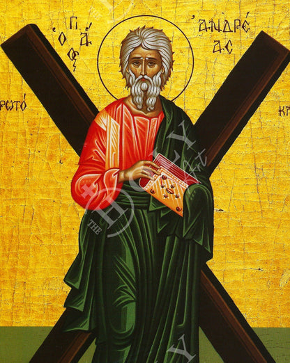 Saint Andrew icon the Apostle, Handmade Greek Orthodox icon of St Andrew, Byzantine wood plaque - TheHolyArt