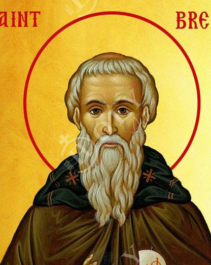 Saint Brendan icon, Handmade Greek Catholic Orthodox icon of St Brendan The Navigator, Byzantine art wall hanging wood plaque religious gift - TheHolyArt