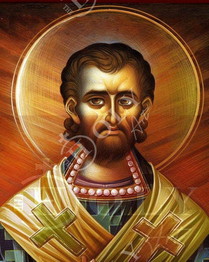 Saint Leonidas icon, Handmade Greek Orthodox icon St Leonides of Athens, Byzantine art wall hanging on wood plaque icon, religious decor - TheHolyArt