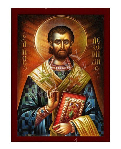 Saint Leonidas icon, Handmade Greek Orthodox icon St Leonides of Athens, Byzantine art wall hanging on wood plaque icon, religious decor - TheHolyArt