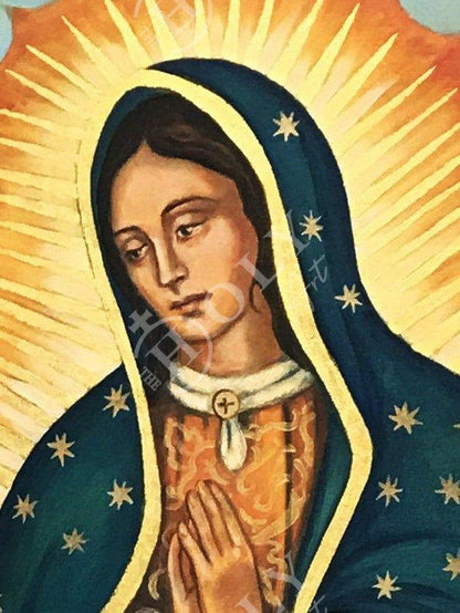 Our Lady of Guadalupe icon, Handmade Catholic Icon of Virgin Mary de Guadalupe, Mother of God, Theotokos wall hanging wood plaque - TheHolyArt