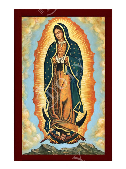 Our Lady of Guadalupe icon, Handmade Catholic Icon of Virgin Mary de Guadalupe, Mother of God, Theotokos wall hanging wood plaque - TheHolyArt