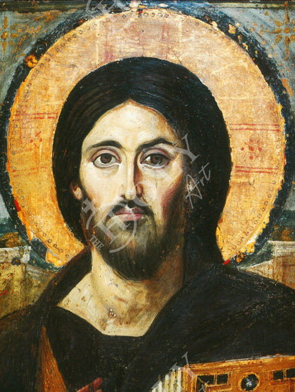 Jesus Christ icon Sina, Handmade Greek Orthodox icon of Jesus Christ Sinai, Byzantine art wall hanging on wood plaque, religious decor - TheHolyArt