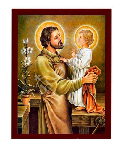 Saint Joseph icon, Handmade Greek Orthodox icon of St Joseph the Betrothed, Religious wood plaque - TheHolyArt