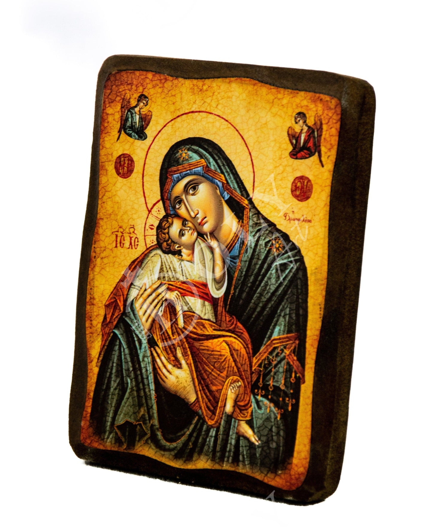 Virgin Mary icon Panagia Glykophilousa, Handmade Greek Orthodox Icon, Mother of God Byzantine art, Theotokos wall hanging wood plaque TheHolyArt