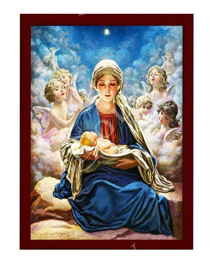 Virgin Mary icon Panagia, Handmade Greek Catholic Icon Theotokos, Mother of God Byzantine art wall hanging wood plaque icon, religious decor - TheHolyArt