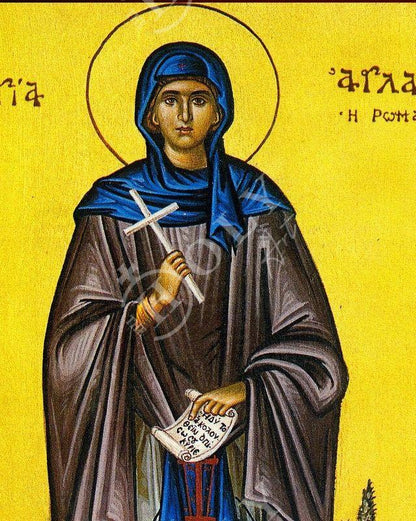 Saint Aglaea icon, Handmade Greek Orthodox icon St Aglaia of Rome, Byzantine art wall hanging on wood plaque icon, religious decor - TheHolyArt