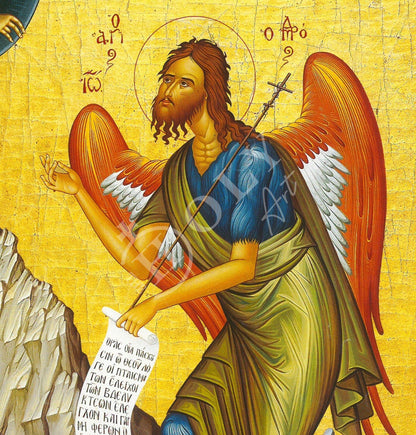 Saint John icon, Handmade Greek Orthodox icon of St John Baptist, Byzantine art wall hanging of the Forerunner wood plaque, religious decor - TheHolyArt