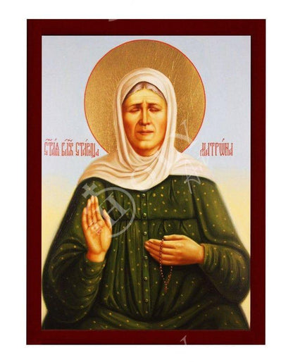 Saint Matrona icon, Handmade Greek Orthodox icon St Matrona of Moscow, Byzantine art wall hanging on wood plaque icon, religious decor - TheHolyArt
