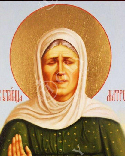 Saint Matrona icon, Handmade Greek Orthodox icon St Matrona of Moscow, Byzantine art wall hanging on wood plaque icon, religious decor - TheHolyArt