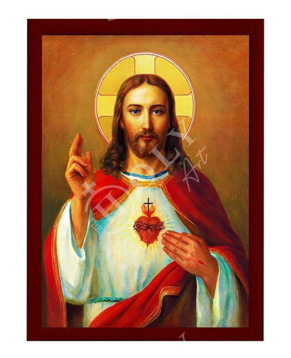 Jesus Christ icon, Handmade Greek Orthodox icon of our Lord, Byzantine art wall hanging on wood plaque, religious icon home decor - TheHolyArt