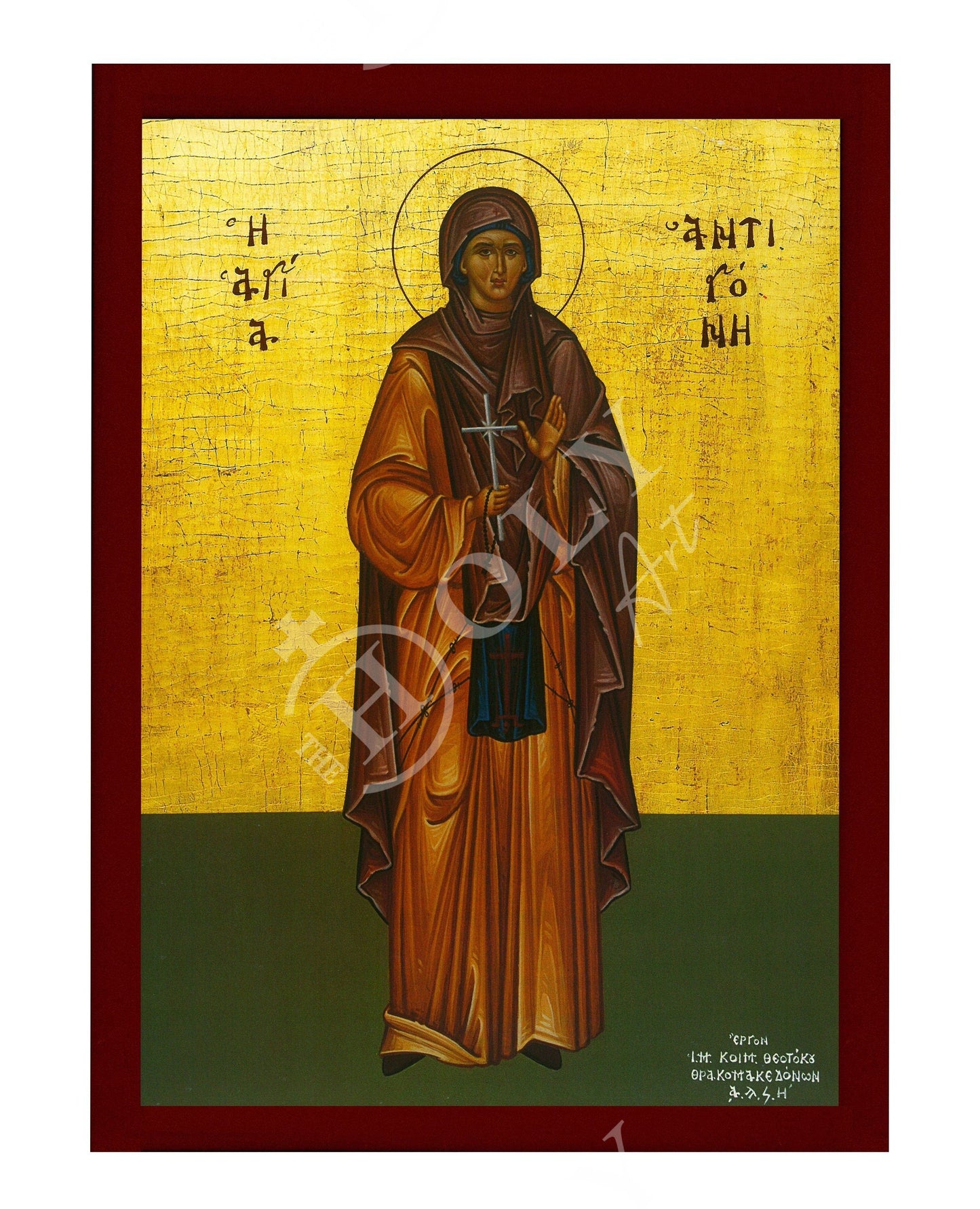 Saint Antigone icon, Handmade Greek Christian Orthodox Icon of St Antigone, Byzantine art wall hanging wood plaque, religious decor TheHolyArt