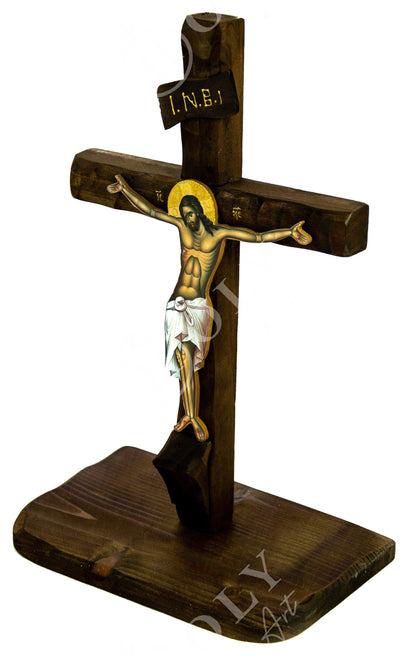 Crucifix Orthodox Iconostasis, Jesus Christ Blessing Cross, Byzantine art wall hanging, Greek Handmade wooden Cross, religious decor - TheHolyArt