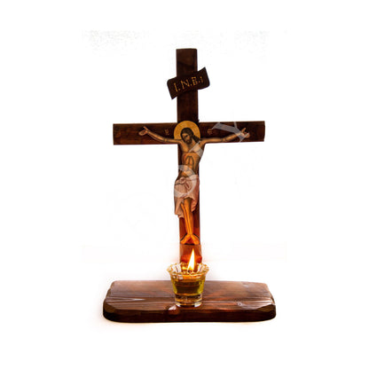 Crucifix Orthodox Iconostasis, Jesus Christ Blessing Cross, Byzantine art wall hanging, Greek Handmade wooden Cross, religious decor - TheHolyArt