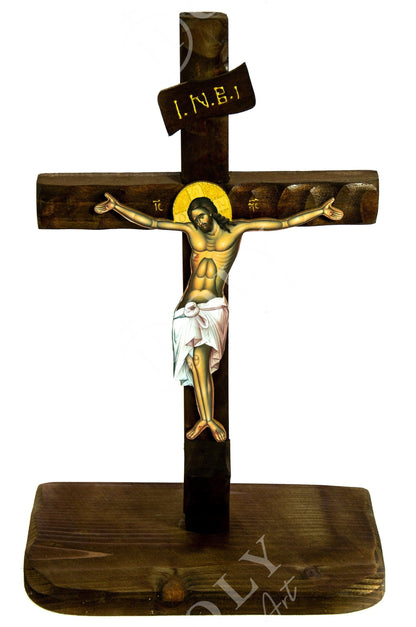 Crucifix Orthodox Iconostasis, Jesus Christ Blessing Cross, Byzantine art wall hanging, Greek Handmade wooden Cross, religious decor - TheHolyArt