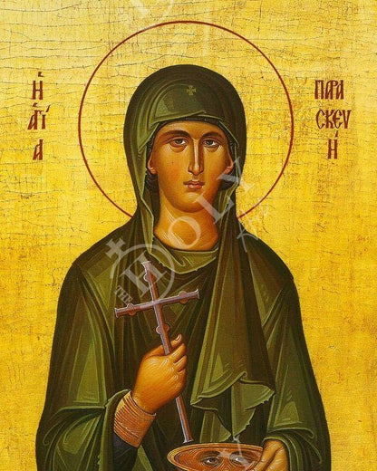 Saint Paraskevi icon, Handmade Greek Orthodox icon of St Paraskevi of Rome, Byzantine art wall hanging icon plaque, religious decor - TheHolyArt