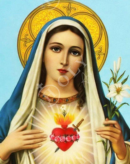 Virgin Mary icon Blessed Heart, Handmade Greek Catholic Icon, Mother of God Byzantine art, Theotokos wall hanging wood plaque, decor - TheHolyArt
