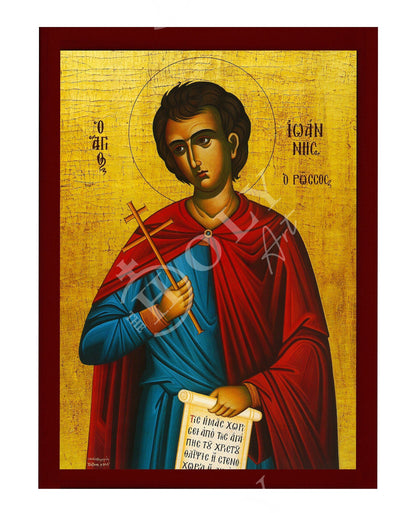 Saint John The Russian icon, Handmade Greek Orthodox icon St John, Byzantine art wall hanging on wood plaque icon, religious decor - TheHolyArt