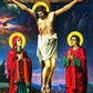 The Crucifixion icon, Jesus Christ Holy Cross Handmade Greek Orthodox icon, Byzantine art wall hanging wood plaque icon, religious gift TheHolyArt