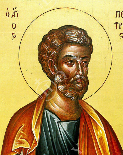 Saint Peter icon The Apostle, Handmade Greek Orthodox icon Apostle Peter, Byzantine art wall hanging on wood plaque, religious home decor - TheHolyArt