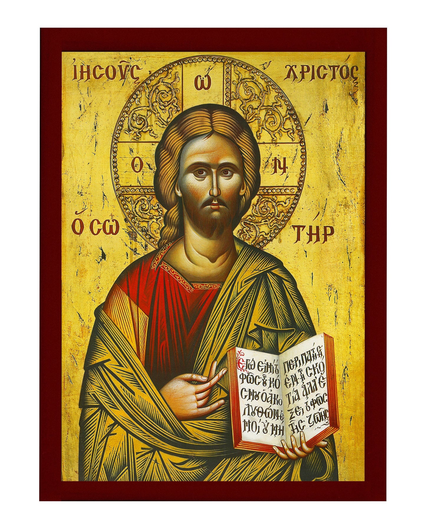 Jesus Christ icon, Handmade Greek Orthodox icon of our Lord, Byzantine art wall hanging on wood plaque, religious icon home decor TheHolyArt