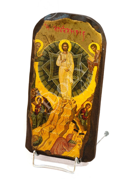 The Ascension of Jesus Christ icon, Handmade Greek Orthodox icon of Analipsi, Byzantine art wall hanging of our Lord rising to heaven plaque - TheHolyArt