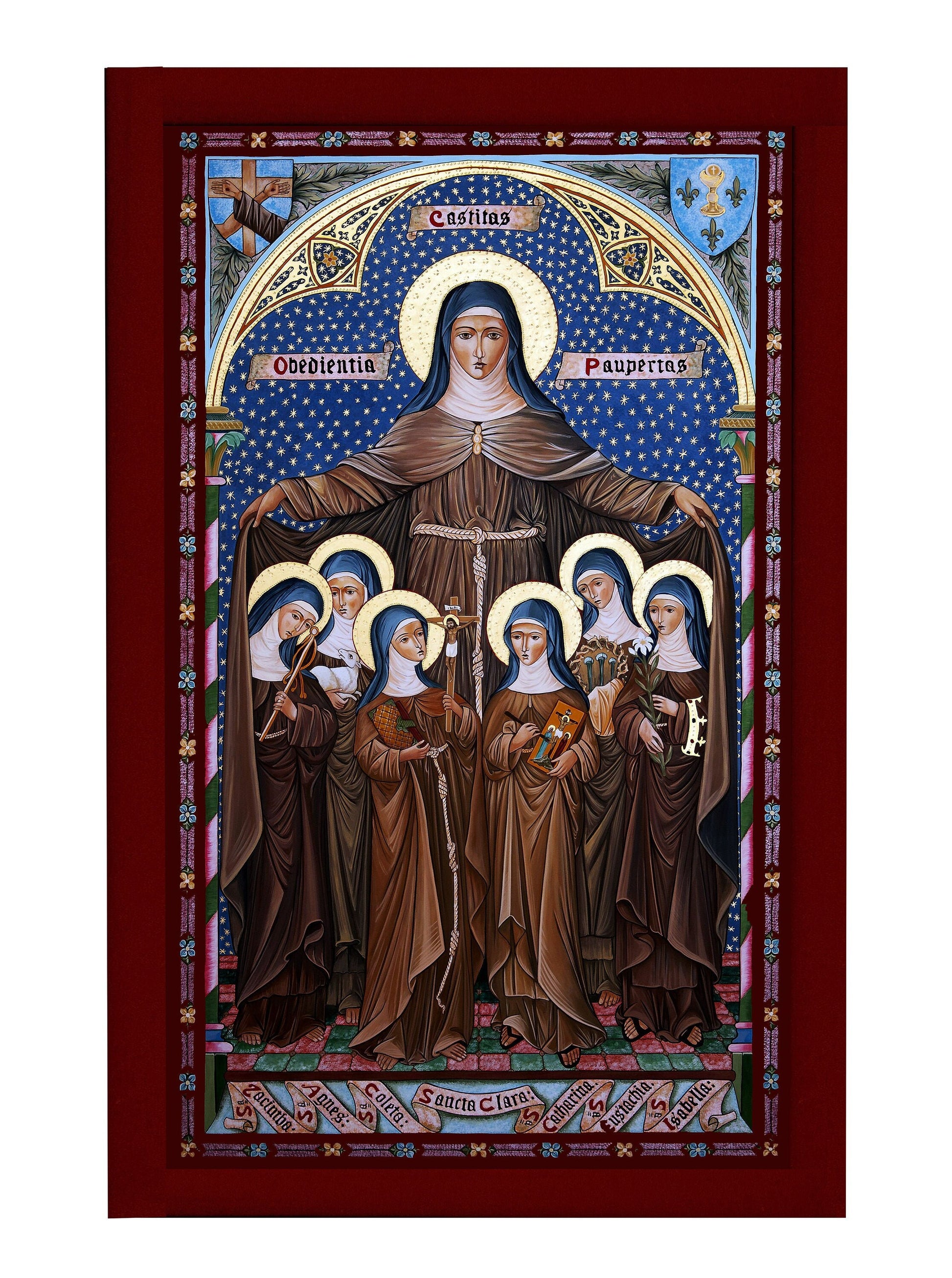 Saint Clare of Assisi icon, Handmade Catholic icon of Santa Clara de Assis, Wall hanging wood plaque St Clare of Assisi, religious decor TheHolyArt