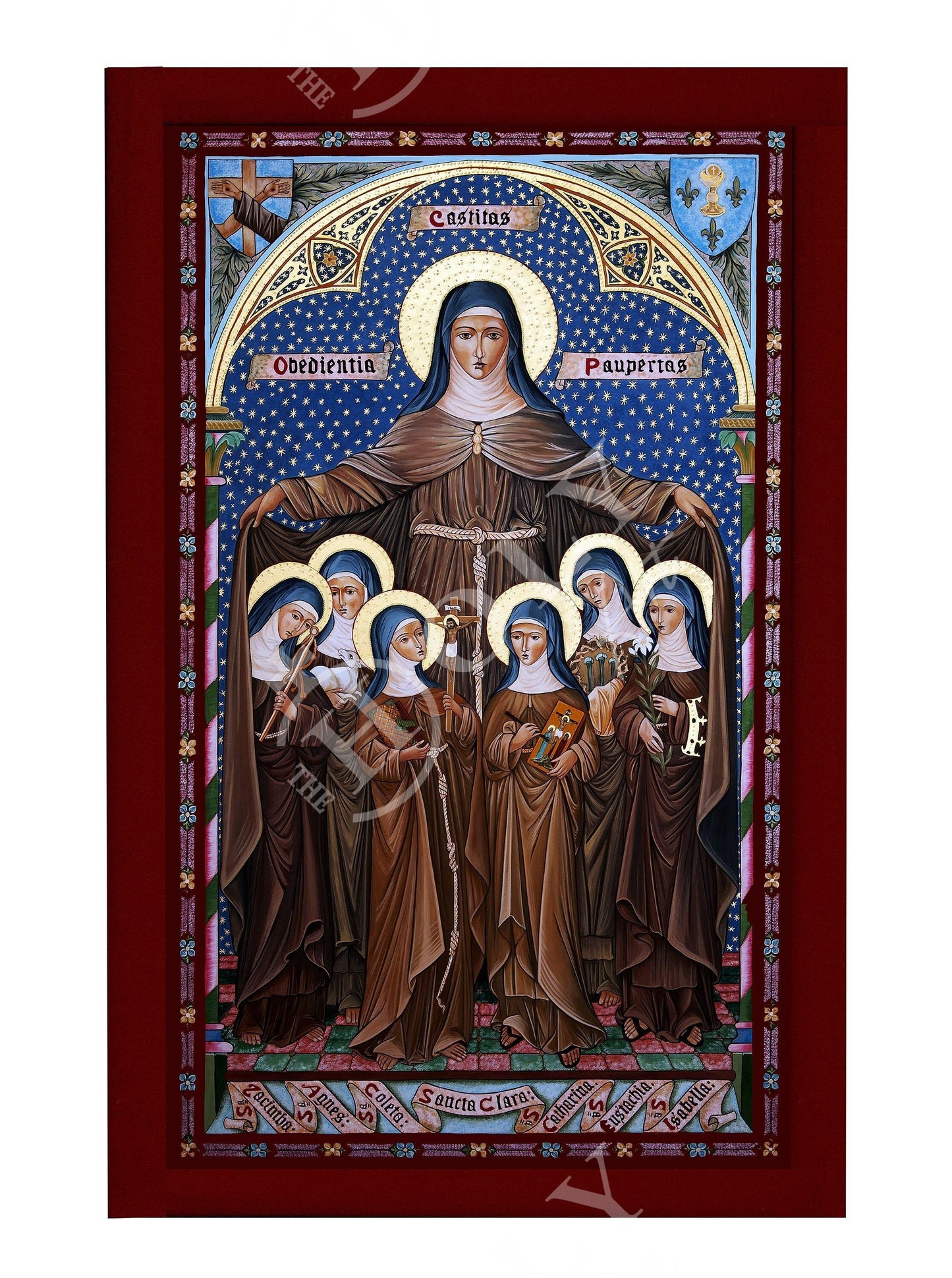 Saint Clare of Assisi icon, Handmade Catholic icon of Santa Clara de Assis, Wall hanging wood plaque St Clare of Assisi, religious decor TheHolyArt