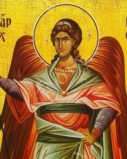 Archangel Raphael icon, Handmade Greek Orthodox icon of St Raphael, Byzantine art wall hanging on wood plaque religious icon, religious gift - TheHolyArt