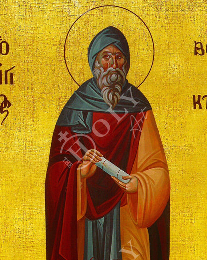 Saint Benedict icon of Nursia, Handmade Greek Catholic icon of St Benedict, Byzantine art wall hanging wood plaque, religious decor - TheHolyArt