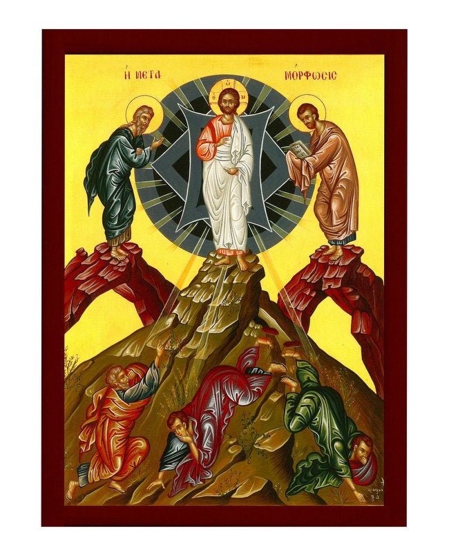 Metamorphosis Jesus Christ icon, Handmade Greek Orthodox icon of the Transfiguration Byzantine art wall hanging wood plaque, religious gift(1) TheHolyArt