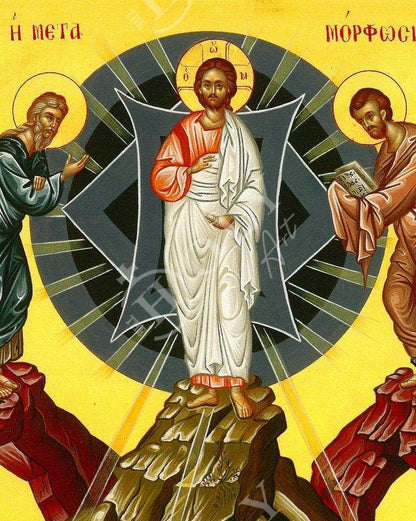 Metamorphosis Jesus Christ icon, Handmade Greek Orthodox icon of the Transfiguration Byzantine art wall hanging wood plaque, religious gift(1) - TheHolyArt