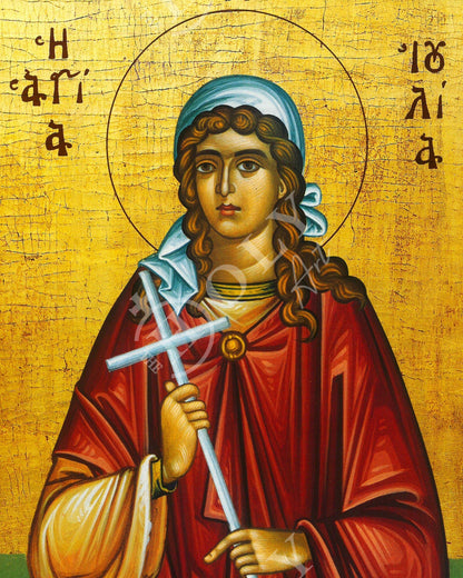 Saint Julia icon, Handmade Greek Orthodox icon of St Julia, Byzantine art wall hanging icon on wood plaque, religious decor - TheHolyArt