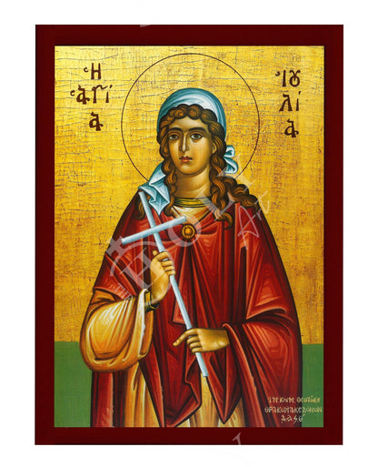 Saint Julia icon, Handmade Greek Orthodox icon of St Julia, Byzantine art wall hanging icon on wood plaque, religious decor - TheHolyArt