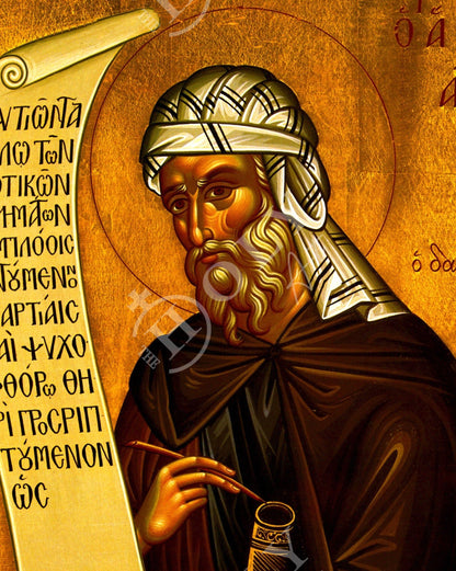 Saint John icon, Handmade Greek Orthodox icon St John of Damascus, Byzantine art wall hanging on wood plaque, religious decor - TheHolyArt