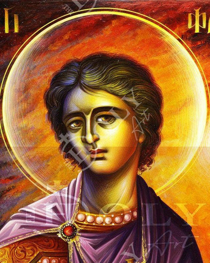 Saint Phanourios icon, Handmade Greek Orthodox icon St Fanourios, Byzantine art wall hanging wood plaque icon, religious decor - TheHolyArt