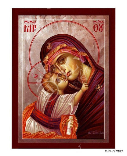 Virgin Mary icon Panagia, Handmade Greek Orthodox Icon, Mother of God Byzantine art, Theotokos wall hanging wood plaque, religious decor - TheHolyArt