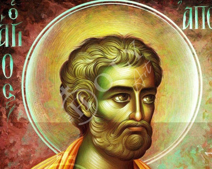 Saint Peter the Apostle icon, Handmade Greek Orthodox icon of Apostle Peter, Byzantine art wall hanging of St Peter on wood plaque - TheHolyArt